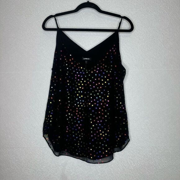 Express Double V Rainbow Foil Metallic Dot Downtown Cami L - Picture 2 of 5